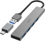 Hama 00200141 USB-Hub 4 Port USB-A USB 3.2 Gen1 5 GBit/s mit USB-C&reg; Stecker Grau