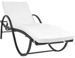 vidaXL Sonnenliege mit Auflage Poly Rattan Schwarz
