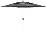 vidaXL Sonnenschirm mit Aluminium-Mast 3-lagig Anthrazit 3,5 m