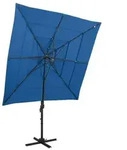 vidaXL Sonnenschirm mit Aluminium-Mast 4-lagig Azurblau 250x250 cm