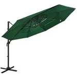 vidaXL Sonnenschirm mit Aluminium-Mast 4-lagig Gr&uuml;n 3x3 m