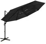 vidaXL Sonnenschirm mit Aluminium-Mast 4-lagig Schwarz 3x3 m