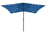 vidaXL Sonnenschirm mit LEDs und Stahl-Mast Azurblau 2x3 m