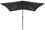 vidaXL Sonnenschirm mit LEDs und Stahl-Mast Schwarz 2x3 m