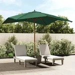 vidaXL Sonnenschirm mit Holzmast Gr&uuml;n 300x300x273 cm
