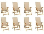 vidaXL Verstellbare Gartenst&uuml;hle mit Auflagen 8 Stk. Massivholz Teak