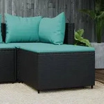 vidaXL Gartenhocker mit Kissen Schwarz Poly Rattan