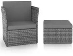 vidaXL Gartensessel mit Hocker Poly Rattan Anthrazit