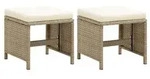 vidaXL Gartenhocker 2 Stk. mit Sitzkissen Poly Rattan Beige