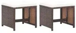 vidaXL Gartenhocker 2 Stk. mit Sitzkissen Poly Rattan Braun