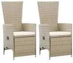 vidaXL Garten-Liegest&uuml;hle 2 Stk. mit Auflagen Poly Rattan Beige