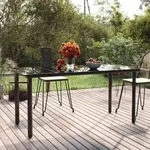 vidaXL Garten-Esstisch Schwarz 160x80x74 cm Stahl und Hartglas