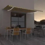 vidaXL Automatische Markise mit LED Windsensor 500x300 cm Gelb/Wei&szlig;