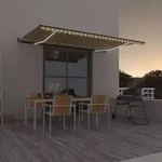 vidaXL Automatische Markise mit LED & Windsensor 500x300 Gelb/Wei&szlig;