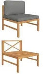 vidaXL Mittelsofa mit Dunkelgrauen Kissen Massivholz Teak