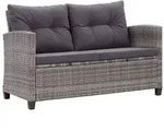 vidaXL 2-Sitzer-Gartensofa mit Kissen Grau 124 cm Poly Rattan