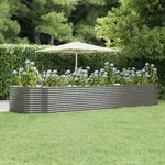 vidaXL Hochbeet Grau 447x140x68 cm Pulverbeschichteter Stahl