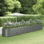 vidaXL Hochbeet Grau 554x100x68 cm Pulverbeschichteter Stahl
