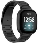 F&uuml;r Fitbit Versa 4 + 3 /Sense 1 + 2 Stahl Metall Ersatz Schwarz Smart