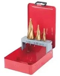 KS Tools 330.2423 HSS TiN Stufenbohrer-Satz, Stahlblechkassette 3-tlg.