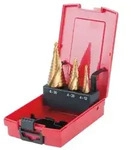 KS TOOLS HSS TiN Stufenbohrer-Satz, Kunststoffkassette 3-tlg