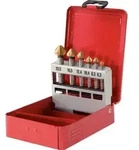 KS Tools 336.0426 HSS TiN Kegel-Entgratsenker-Satz, Stahlblechkassette 6-tlg.