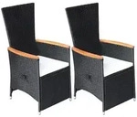 vidaXL Garten-Liegest&uuml;hle 2 Stk. mit Auflagen Poly Rattan Schwarz