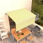 vidaXL Markise Automatisch Einziehbar mit Volant 3,5x2,5 m Gelb & Wei&szlig;