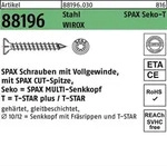 Schraube R 88196 Seko Spitze/T-STAR VG 12x400-T50 Sta galv.verz. WIROX 25St SPAX