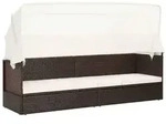 vidaXL Gartensofa mit Sonnendach Poly Rattan Braun