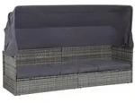 vidaXL Gartenbett mit Baldachin Grau 205&times;62 cm Poly Rattan