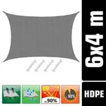 UV Sonnensegel 4x6 HDPE Rechteckig Sonnenschutz &Uuml;berdachung Garten Balkon Grau
