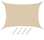 UV Sonnensegel 3x4 HDPE Rechteckig Sonnenschutz &Uuml;berdachung Garten Balkon Beige