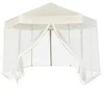 vidaXL Hexagonal Pop-Up Zelt mit 6 Seitenw&auml;nden Cremewei&szlig; 3,6x3,1 m