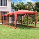 vidaXL Partyzelt mit 10 Mesh-Seitenw&auml;nden Rot 3x12 m HDPE