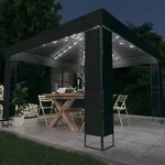 vidaXL Pavillon mit Doppeldach & LED-Lichterkette 3x3 m Anthrazit
