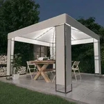vidaXL Pavillon mit Doppeldach & LED-Lichterkette 3x3 m Wei&szlig;
