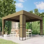 vidaXL Pavillon mit Doppeldach 3x3x2,7 m Taupe 180 g/m2
