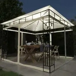vidaXL Pavillon mit Moskitonetz & LED-Lichterkette 3x3x2,73m Cremewei&szlig;
