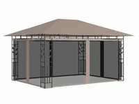 vidaXL Pavillon mit Moskitonetz 4x3x2,73 m Taupe 180 g/m2