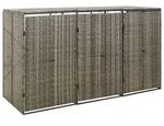 vidaXL M&uuml;lltonnenbox f&uuml;r 3 Tonnen Grau 207x80x117 cm Poly Rattan