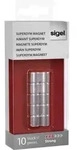 Sigel SuperDym-Magnete C5 ''Strong'', Zylinder-Design, silber, &Oslash; 10x10 mm, 10 St&uuml;ck