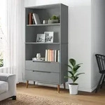 vidaXL B&uuml;cherregal MOLDE Grau 85x35x170,5 cm Massivholz Kiefer