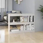 vidaXL B&uuml;cherregal Raumteiler Wei&szlig; 100x30x71,5 cm Massivholz Kiefer