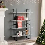 vidaXL B&uuml;cherregal 4 F&auml;cher Betongrau 100x30x140 cm Holzwerkstoff