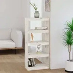 vidaXL B&uuml;cherregal/Raumteiler Wei&szlig; 60x30x135,5 cm Massivholz Kiefer