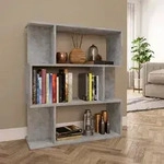 vidaXL B&uuml;cherregal/Raumteiler Betongrau 80x24x96 cm Holzwerkstoff