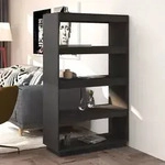 vidaXL B&uuml;cherregal/Raumteiler Grau 80x35x135 cm Massivholz Kiefer