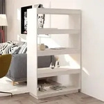 vidaXL B&uuml;cherregal/Raumteiler Wei&szlig; 80x35x135 cm Massivholz Kiefer
