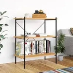 vidaXL Regal mit 3 B&ouml;den Schwarz und Eiche-Optik 80x40x92 cm
